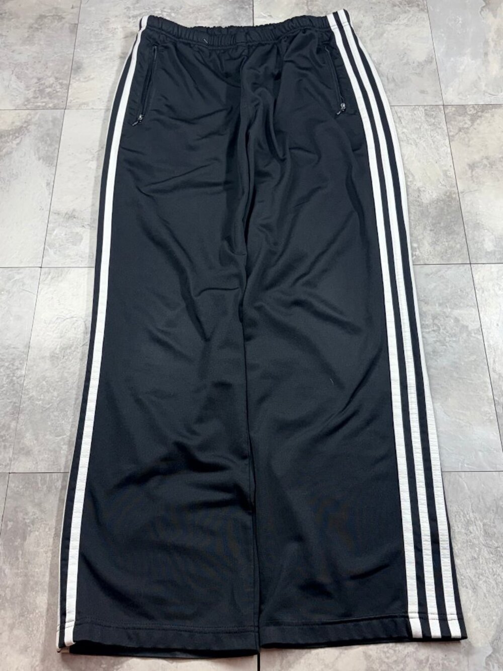 adidas Vintage Y2K Track Pants Men's M Black White 3 Stripe Baggy